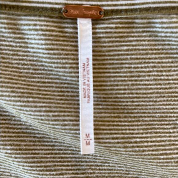 Free People Penelope Striped Puff Long Sleeve Tee Size M Moss Scoop Neck NWT - Picture 4 of 8